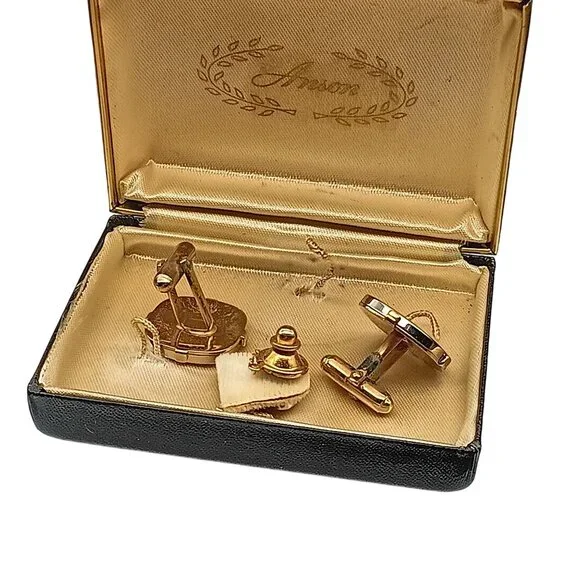 Vintage Anson Luxury Cufflinks & Tie Tack Set in Original Presentation Box - Picture 3 of 3